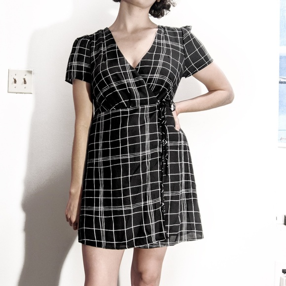 black and white grid dress